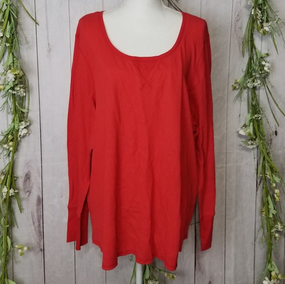 Cacique Lane Bryant sz 22/24 Red Waffle top 3X - Picture 7 of 7
